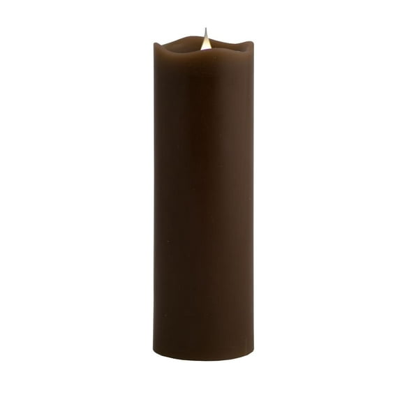 Pacific Accents Chocolate 3" x 9" Moving Flame Flameless Candle