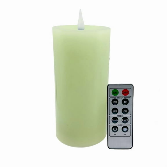 Pacific Accents Creme Lime 3" x 6" Moving Flame Flameless Candle with Remote Control