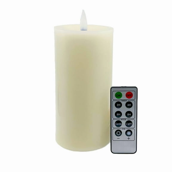 Pacific Accents Ivory 3" x 6" Moving Flame Flameless Candle with Remote