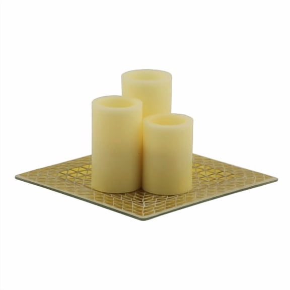 Pandora Mosaic Tray with 3 Flameless Pillar Candles