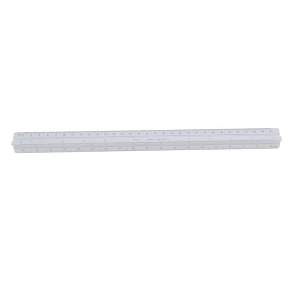 Pacific Arc, Architect Plastic Scale Ruler, Divided by: 1/16th, 3/32, 1/8, 3/16, 1/4, 3/8, 1/2, 3/4, 1, 1-1/2, and 3 inch Scale Degrees. 12 inch