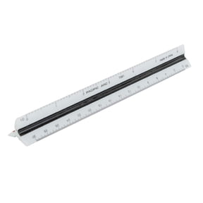 Pacific Arc, Architect Triangle Scale Ruler 12 Inch with Acid Etched Markings Openly Divided by 3/32, 3/16, 1/8, 1/4, 3/8, 1/2, 3/4, 1, 1H, and 3 Inch to The Foot