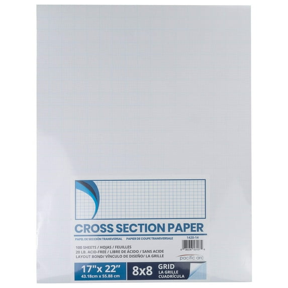 Pacific Arc - Cross Section Paper Pack, 500 Sheets, 8.5 Inch x 11 Inch, 4 x 4 Grid