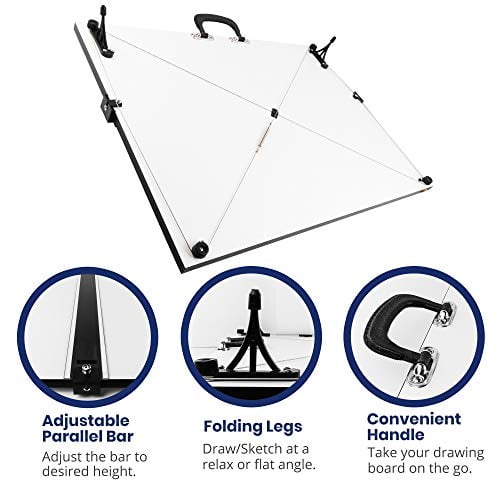 Pacific Arc Drafting Board, Portable Drafting Table with Parallel Bar, 18 x 24 Inches