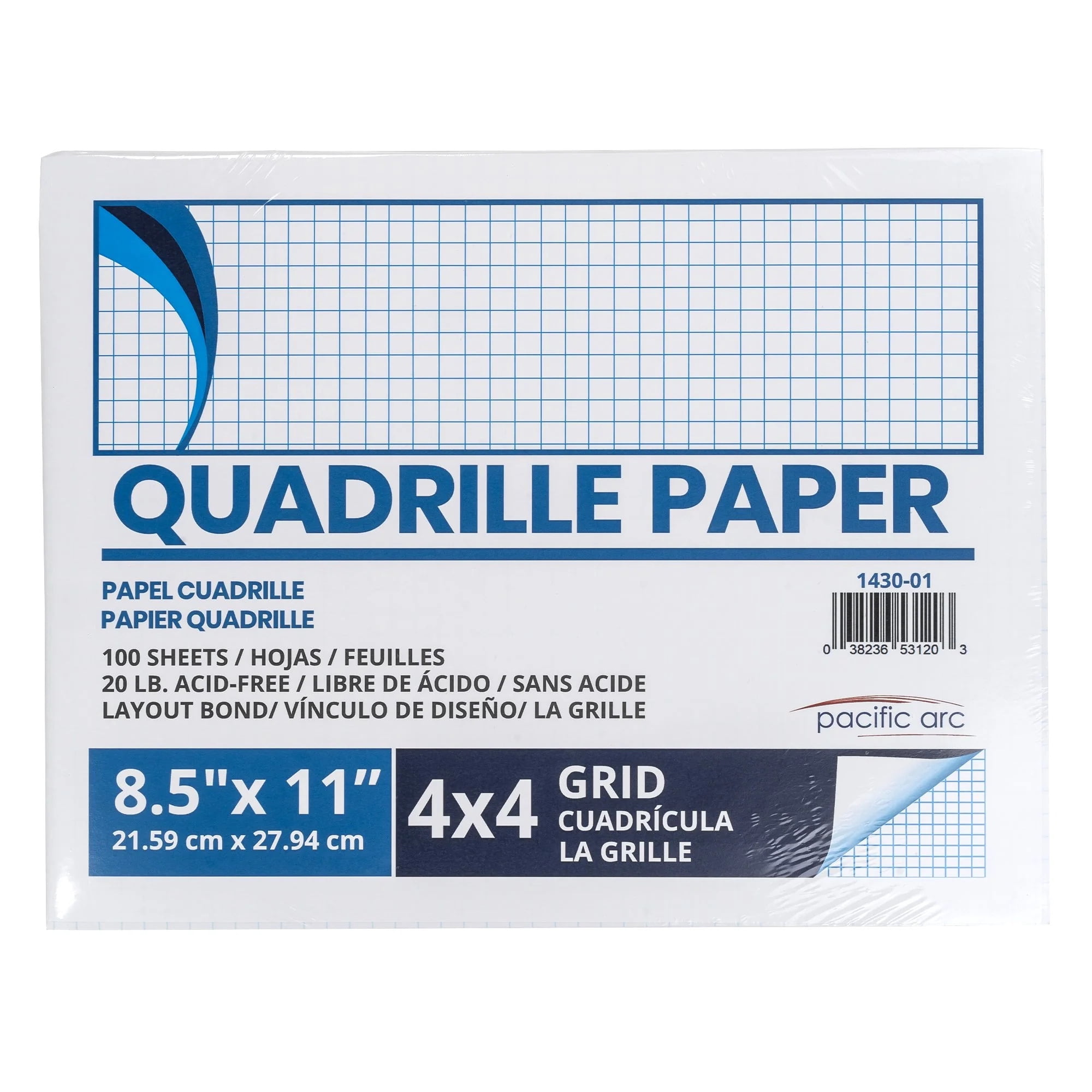 Pacific Arc, Quadrille Paper Pad, 50 Sheets 8.5 Inch x 11 Inch, 4 x 4 ...