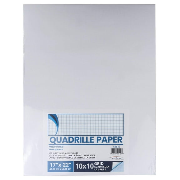 Pacific Arc, Quadrille Paper Pad, 50 Sheets 8.5 Inch x 11 Inch, 4 x 4 Grid