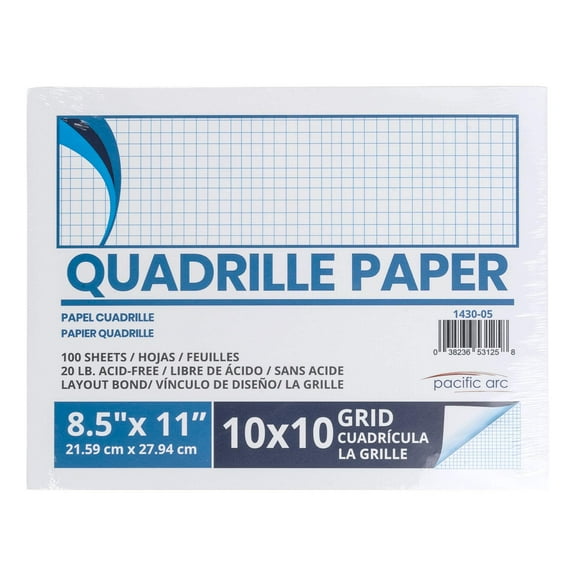 Pacific Arc, Quadrille Paper Pad, 50 Sheets 8.5 Inch x 11 Inch, 4 x 4 Grid