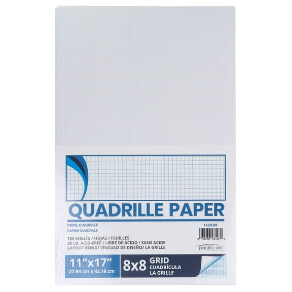 Pacific Arc, Quadrille Paper Pad, 50 Sheets 8.5 Inch x 11 Inch, 4 x 4 Grid