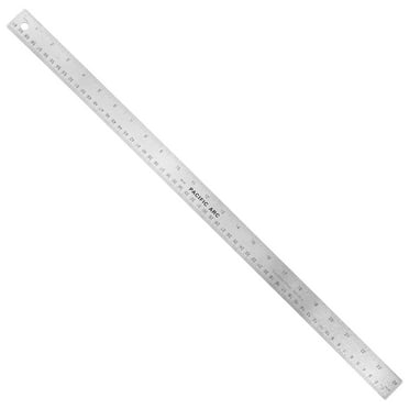 Pacific Arc Stainless Steel Ruler with Inch and Metric(mm), Non Skid Cork or Rubber Back