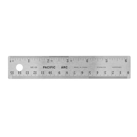 Pacific Arc Stainless Steel Ruler with Inch and Metric(mm), Non Skid Cork or Rubber Back