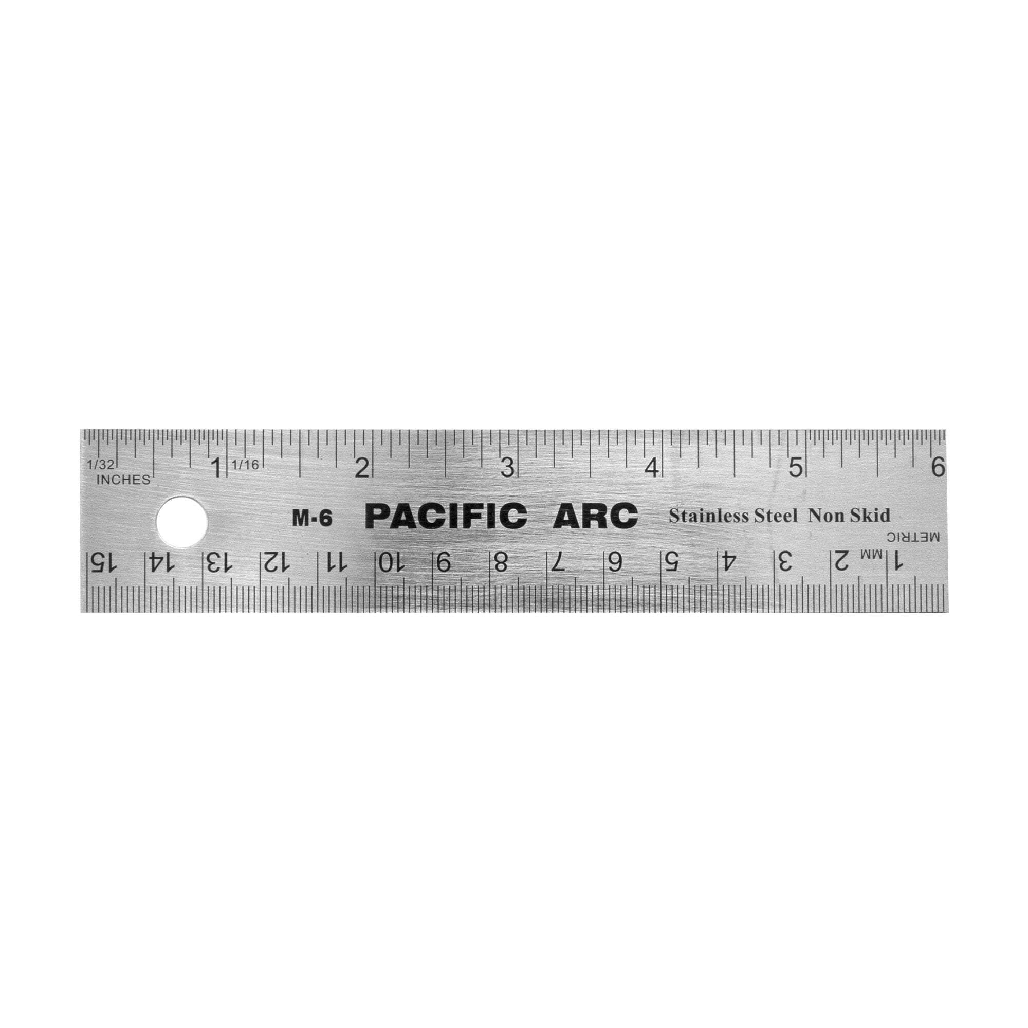 Pacific Arc Stainless Steel Ruler with Inch and Metric(mm), Non Skid Cork or Rubber Back
