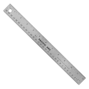 Pacific Arc Stainless Steel Ruler with Inch and Metric(mm), Non Skid Cork or Rubber Back
