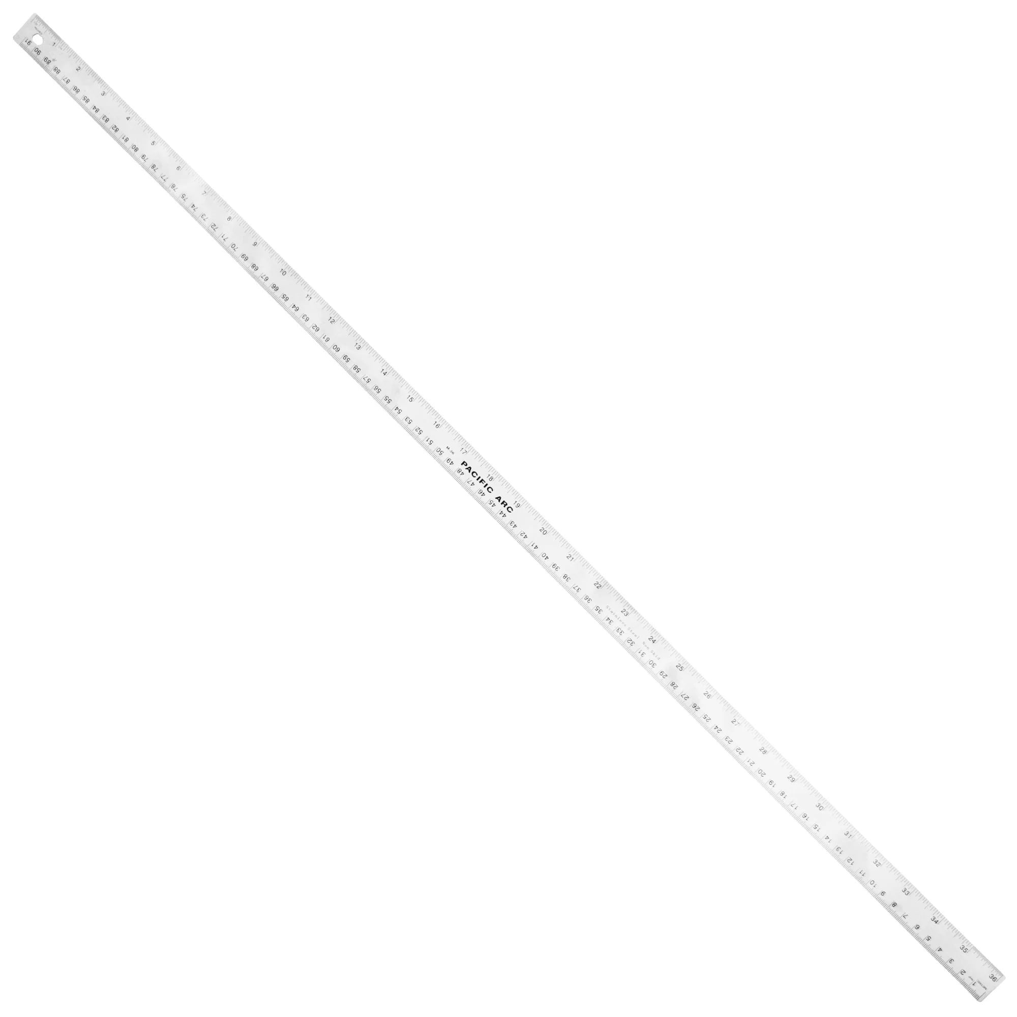 Pacific Arc Stainless Steel 12 Inch Metal Ruler Non-Slip Cork Back, with  Inch and Metric Graduations