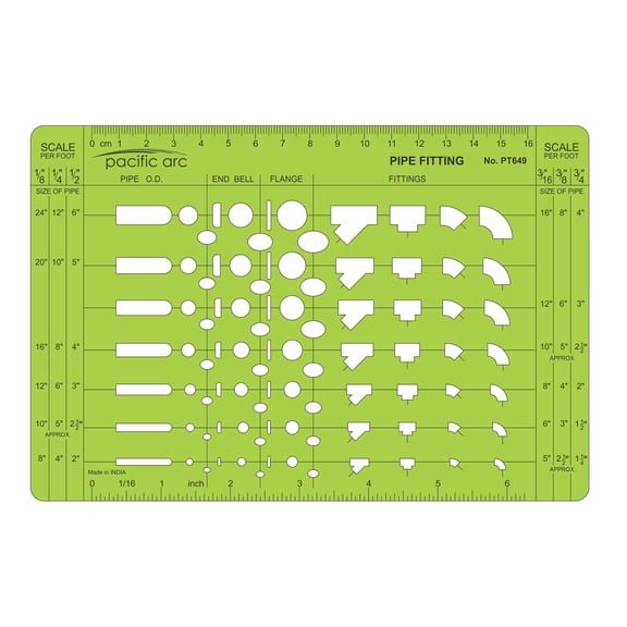 Pacific Arc Template Guide Pipe Fitting 91 openings 1/8", 3/16", 1/4", 3/8", 1/2", & 3/4"