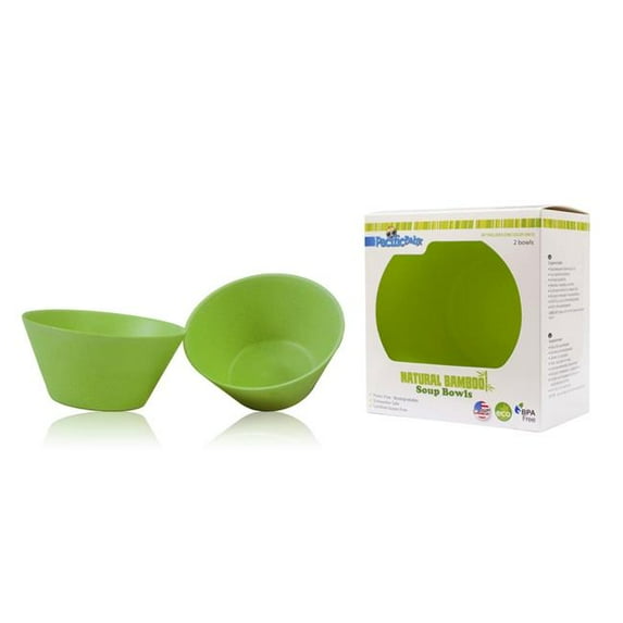 Pacific Baby 561 Bamboo Soup Bowl - Green, Pack of 2