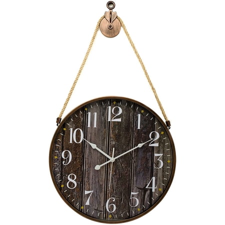 Pacific Bay Montpellier 18" Brown Wall Analog Clock with Rope