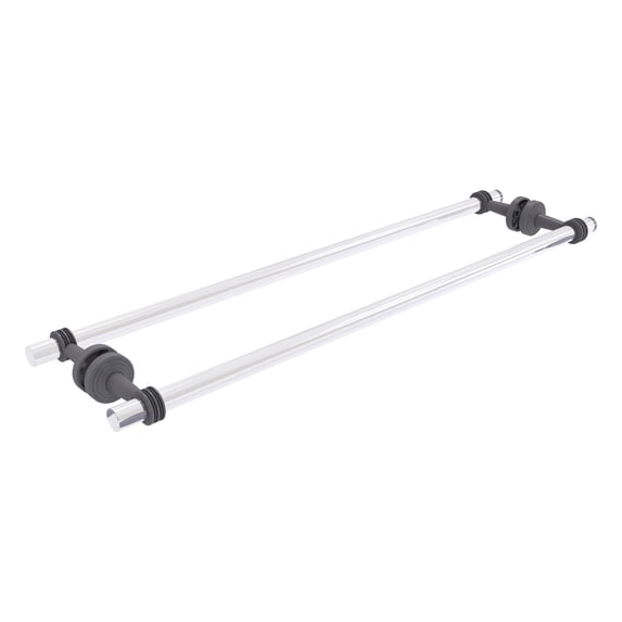 Pacific Beach Collection Back to Back Shower Door Towel Bar with Dotted Accents - Matte Gray / 30 Inch