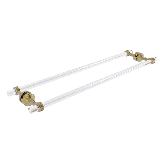 Pacific Beach Collection Back to Back Shower Door Towel Bar with Dotted Accents - Unlacquered Brass / 30 Inch