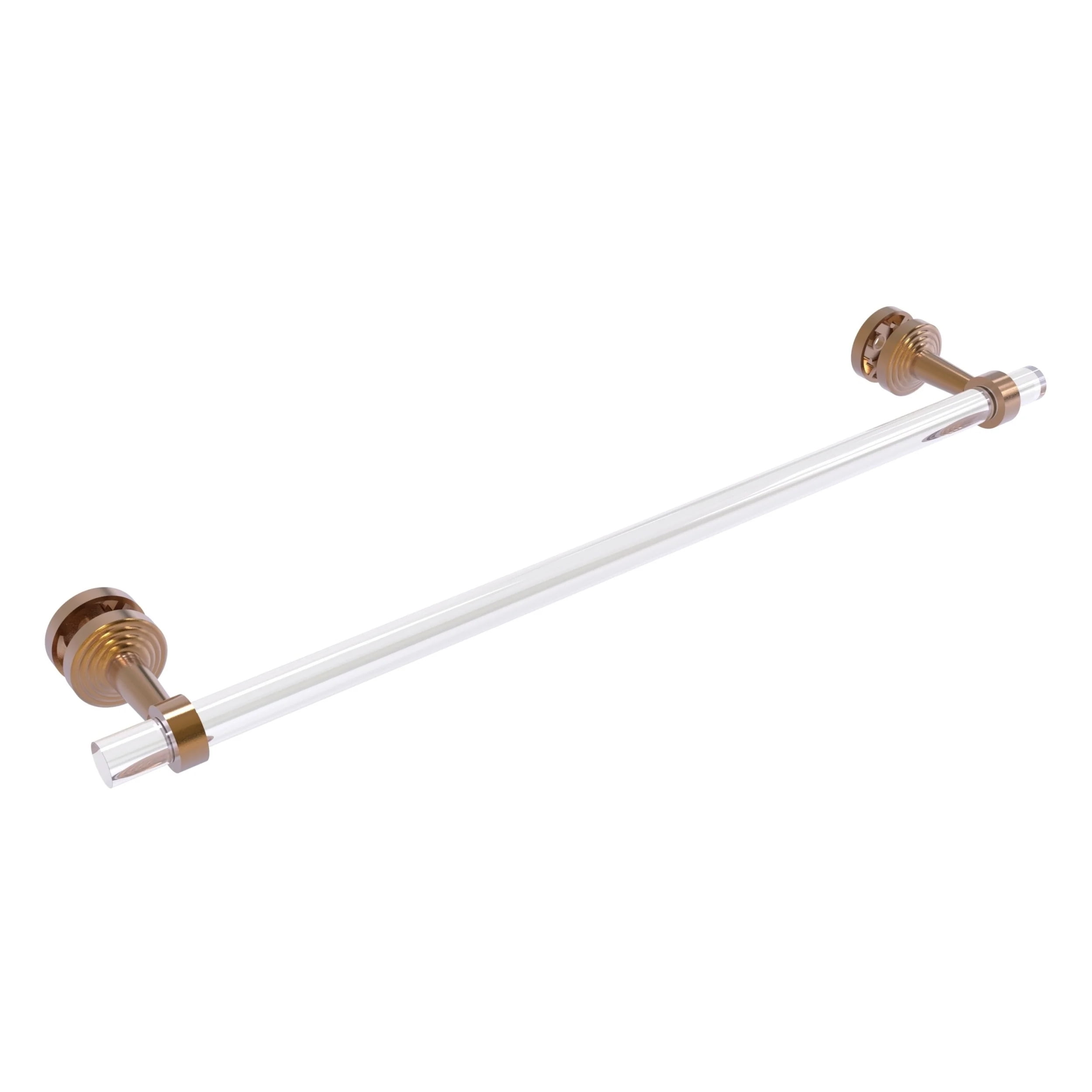 Brushed Bronze and Clear Acrylic 24 Inch Wall Mounted Towel Bar