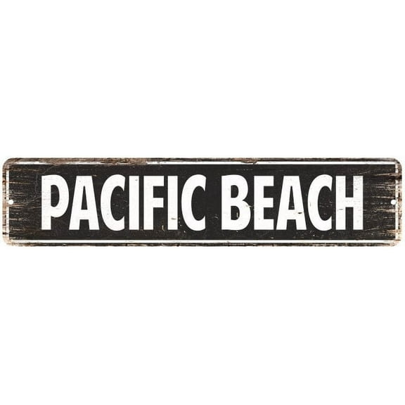Pacific Beach Vintage Look Gift Metal Sign Chic 4x18 104180008177