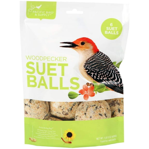 Pacific Bird & Supply Co. 6 Pack Woodpecker Suet Balls, 1lb 5oz