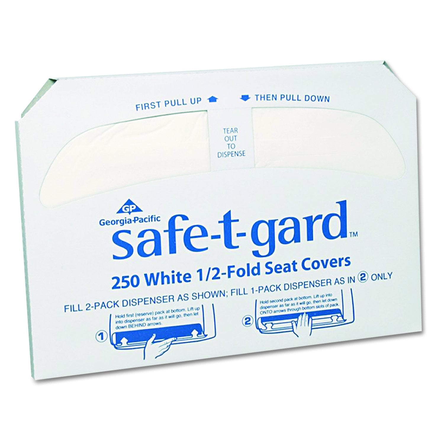 Pacific Blue Basic 1/2-Fold Toilet Seat Cover by GP PRO, White, 5,000 Count, 47046 | 20 packs of 250