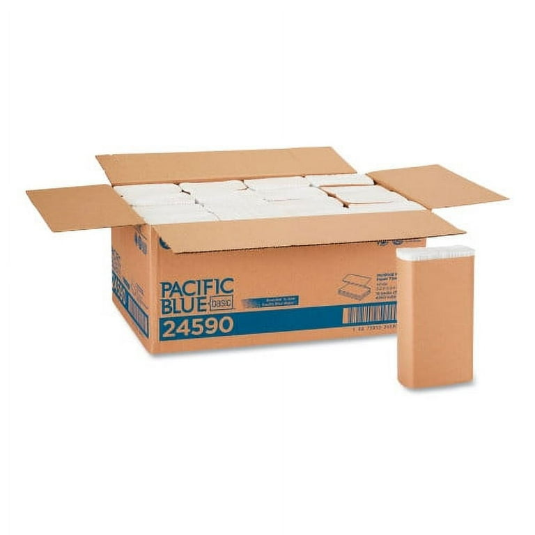 Pacific Blue Basic Folded Paper Towel, 1-Ply, 9.2 x 9.4, White, 250/Pack, 16 Packs/Carton Pacific Blue Basic Folded Paper Towel, 1-Ply, 9.2 x 9.4, White, 250/Pack, 16 Packs/Carton