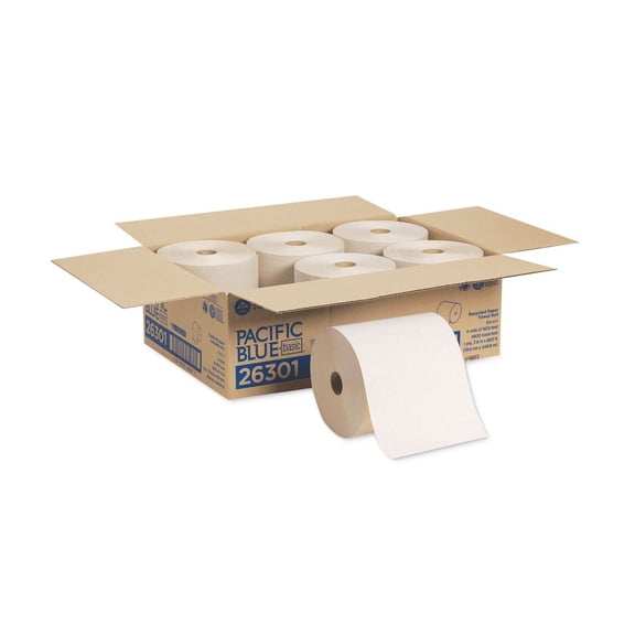 Georgia Pacific Professional 26301 Pacific Blue Basic Recycled 800 ft. x 7.87 in. Hardwound Paper Towel Rolls - Brown (800-Piece/Roll, 6 Rolls/Carton)
