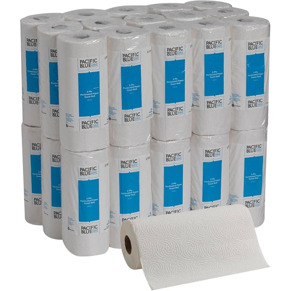 Pacific Blue Select 2-Ply Perforated Roll Paper Towel, White, 85 Sheets Per Roll, 30 Rolls Per Case, 27385