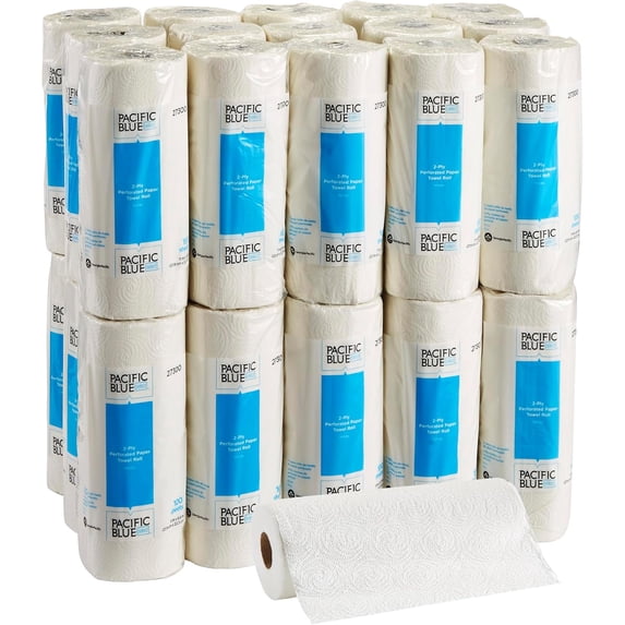 Pacific Blue Select 2-Ply Perforated Roll Paper Towels by Pro, 100 Sheets Per Roll, 30 Rolls Per Case,white - 27300