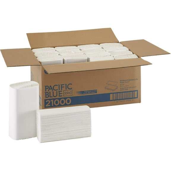 Pacific Blue Select Multifold Premium 2-Ply Paper Towels by GP PRO () White 21000 125 Paper Towels Per Pack 16 Packs Per Case