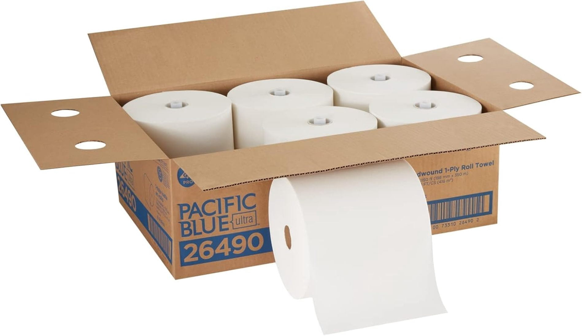 Pacific Blue Ultra 8” High-Capacity Recycled Paper Towel Roll by GP PRO (LZQP), White, 26490, 1150 Feet Per Roll, 6 Rolls Per Case