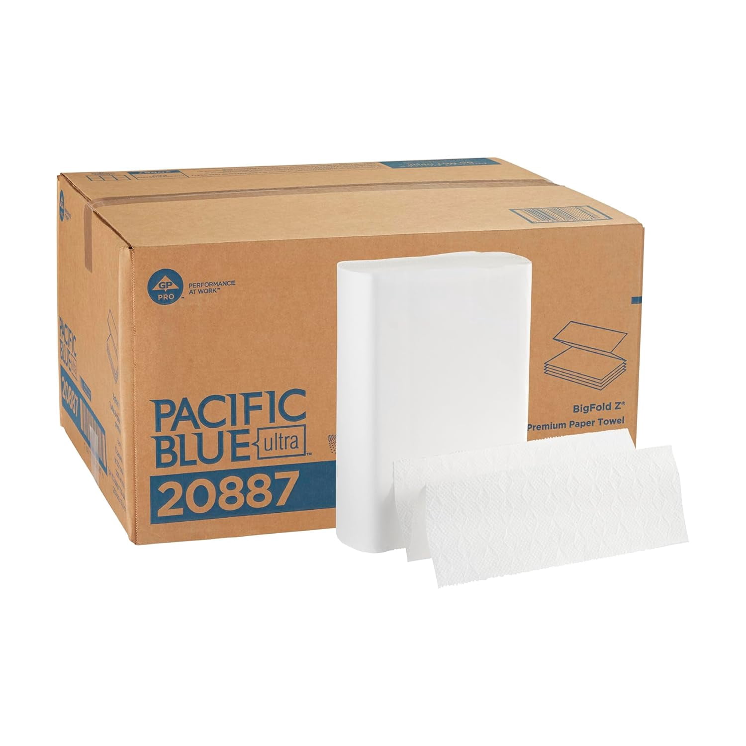 Pacific Blue Ultra Big Z-Fold Paper Towels by GP PRO (), White, 20887, 220 Per Pack, 10 Packs Case (2200 Total), 10.20'' x 10.80