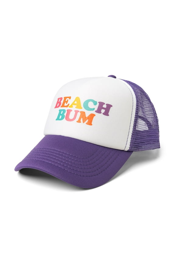 Foam Trucker Hat Classic Adjustable Cap with Mesh Side Panels, Beach (Unisex)