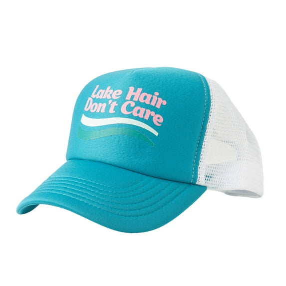 Pacific Brim Foam Trucker Hat Classic Adjustable Cap with Mesh Side Panels, Lake Hair Don't Care (Unisex)