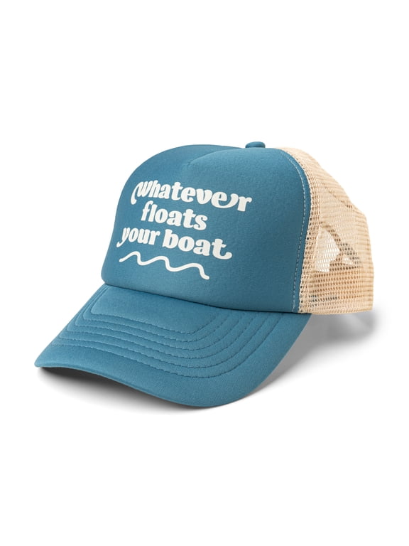 Foam Trucker Hat Classic Adjustable Cap with Mesh Side Panels, Whatever Floats Your Boat (Unisex)