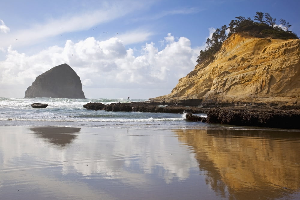 Pacific City Oregon United States Of America Haystack Rock At Cape Kiwanda Canvas Art - Craig Tuttle Design Pics (19 x 12)