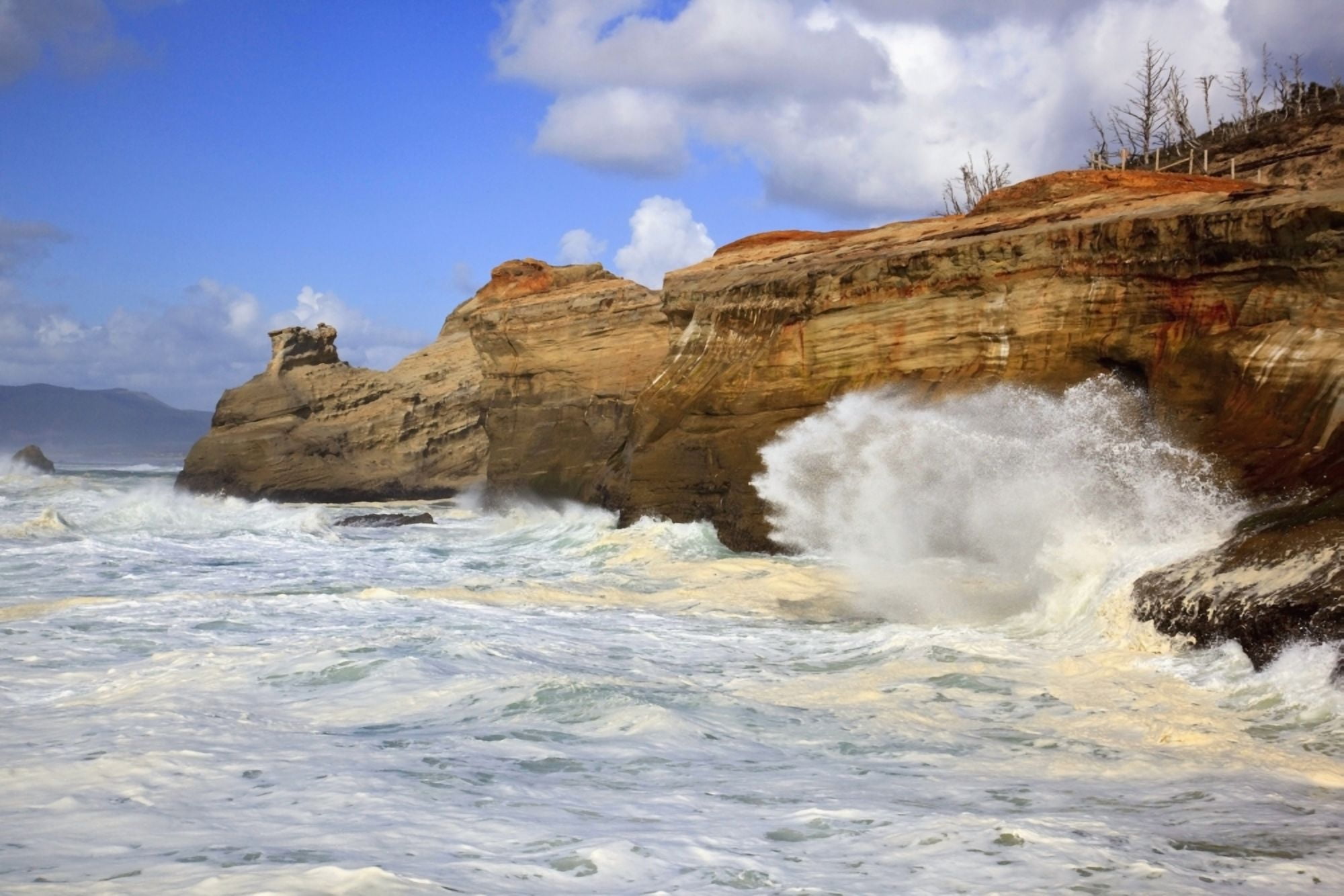 Pacific City Oregon United States Of America Waves Crashing Along The Coast At Cape Kiwanda Canvas Art - Craig Tuttle Design Pics (38 x 24)