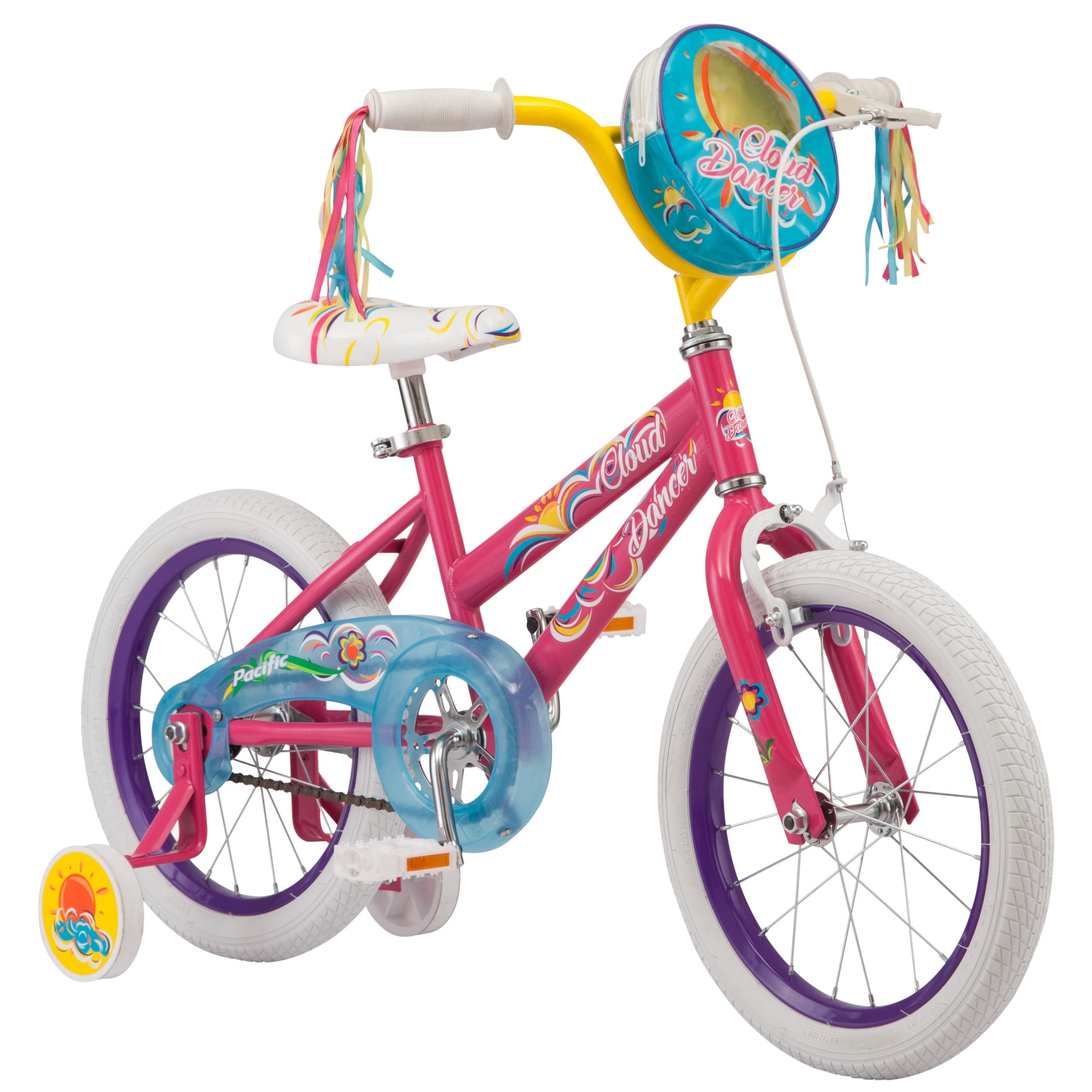 Pacific Cloud Dancer 16" Bike, for Girls Ages 3-7 Years, Pink, by Pacific Cycle