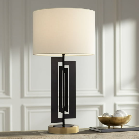 Pacific Coast Lighting Razor 25" High Rectangular Modern Table Lamp Black Finish Metal Single White Shade Living Room Bedroom