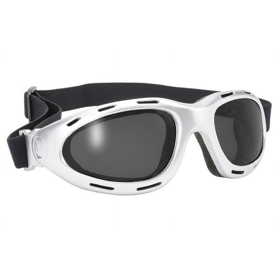 Pacific Coast Dyno Value Folding Riding Goggles (Silver Frame/Smoke Lens)