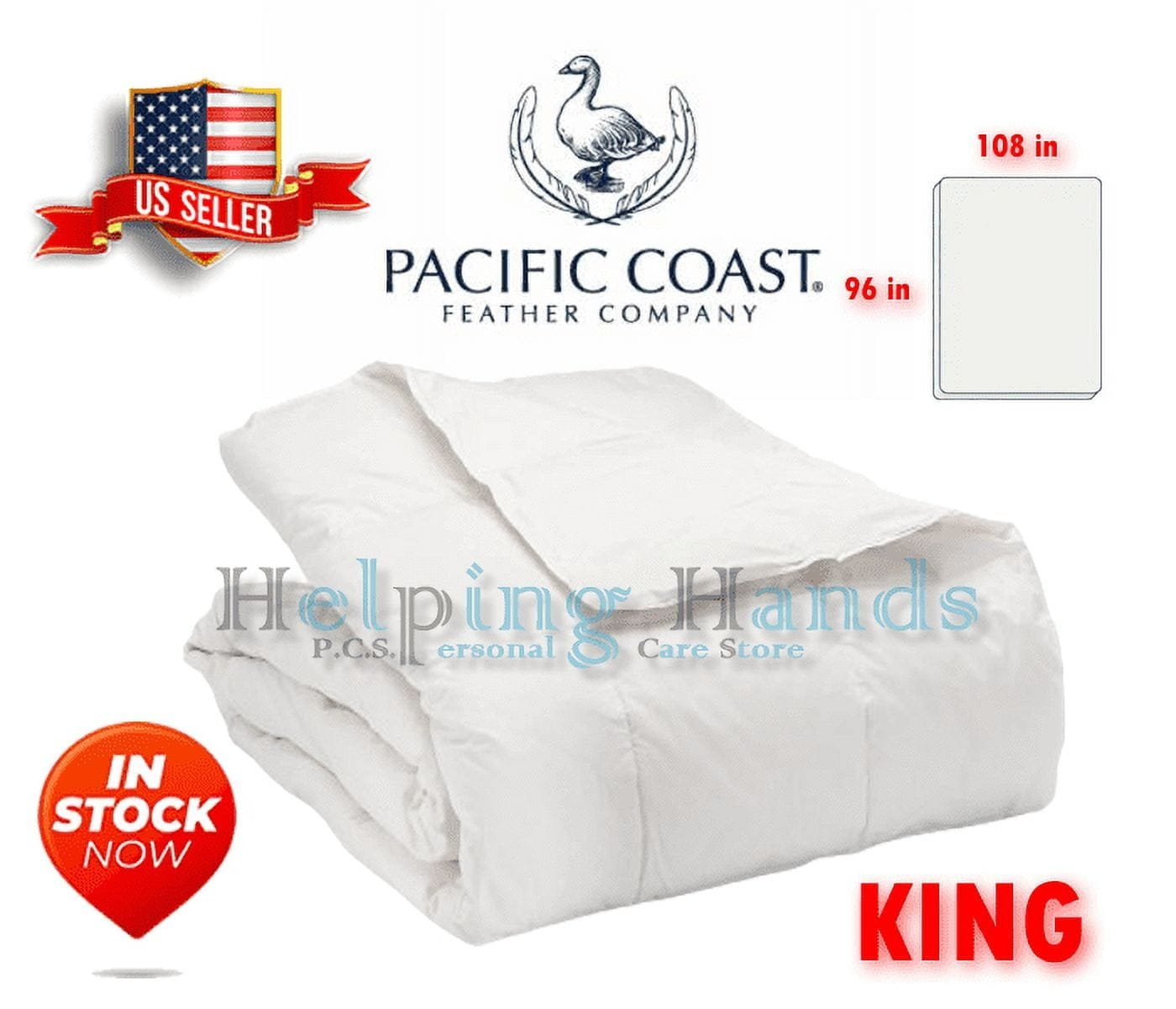 Pacific Coast Feather Co Gray Duck Down 230TC White Hotel Luxury Lightweight Blanket - King