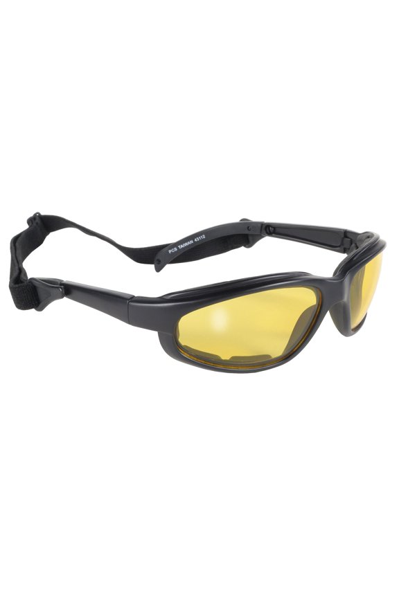 Freedom Padded Motorcycle Riding Sunglasses Black w/ Yellow Lenses