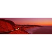 Pacific Coast Highway At Sunset California USA Canvas Art - Panoramic Images 18 x 6