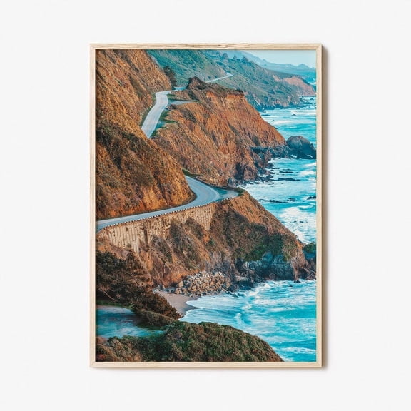 Pacific Coast Highway Colorful Poster Print, Photo Art, Travel Street Map Poster, City Map