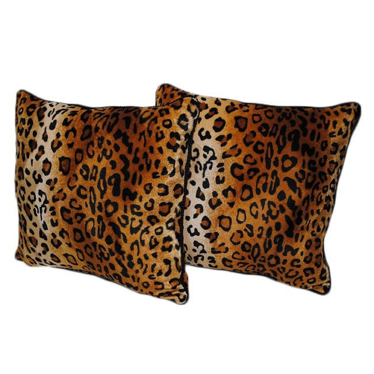 Set of 2 Gold and Black Cheetah Print Square Pillows