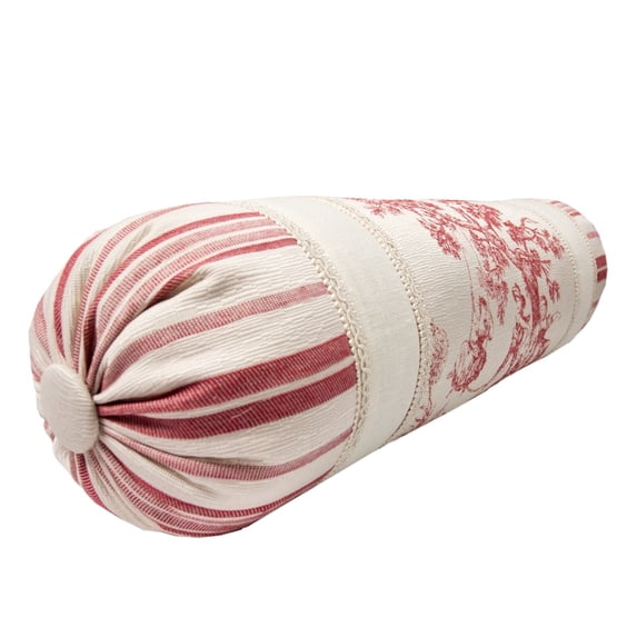 Pacific Coast Home Furnishings,Inc. Olivia Quido Cosmopolitan Toile Red Neckroll Pillow