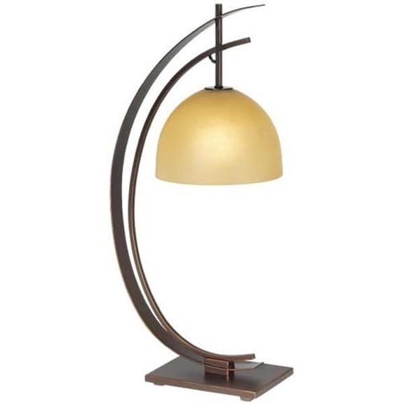Pacific Coast Lighting 87-1242-20 Orbit 1-Light Table Lamp, Bronze with Gold Edge Finish and Amber Glass Shade, 13.45" x 13.48" x 28"$$Tools & Hardware Other