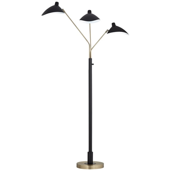 Pacific Coast Navigator Floor Lamp - 3 Light Black And Ant Brass Lamp - 91D50