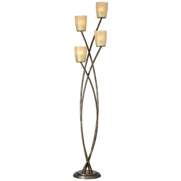 Kathy Ireland Metro Plaza Modern 69" Tall Standing Floor Lamp Tree 4-Light Foot Switch Brown Metal Copper Bronze Finish Bedroom